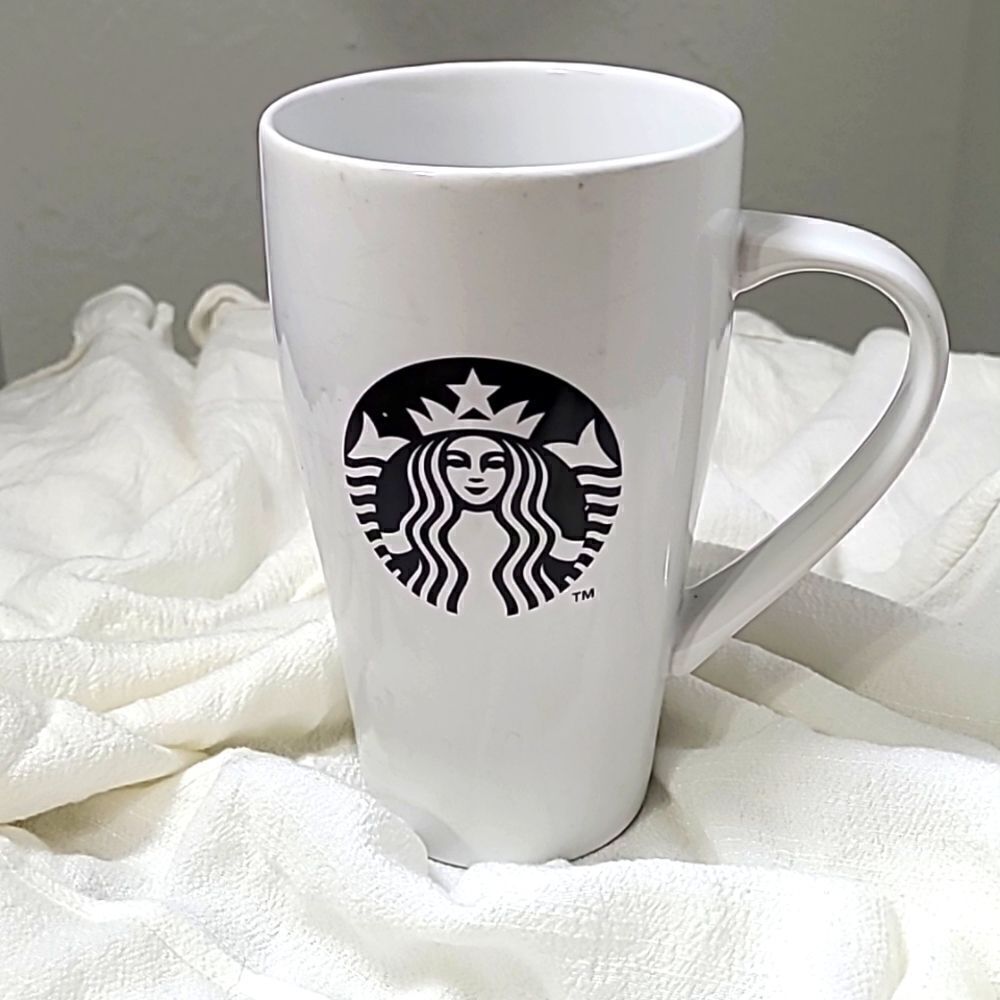 Starbucks 18 oz White Mug with Black Logo 2014